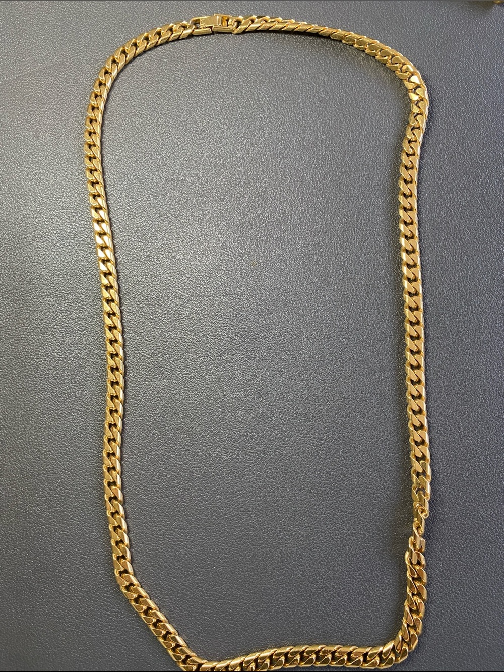Gold-Tone Curb Chain Necklace for Men - Classic Heavy Link